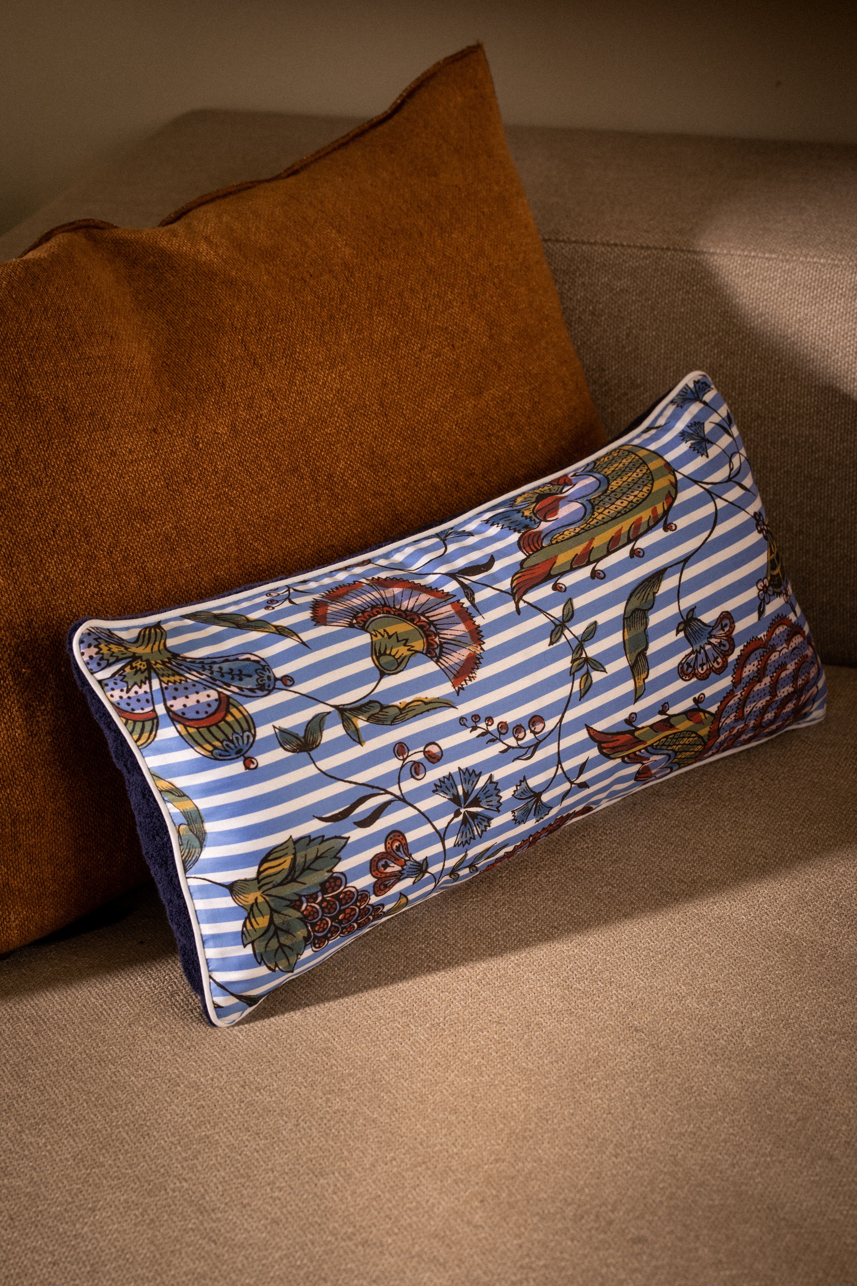 Camarat Striped Blue Antoinette Poisson Pillow