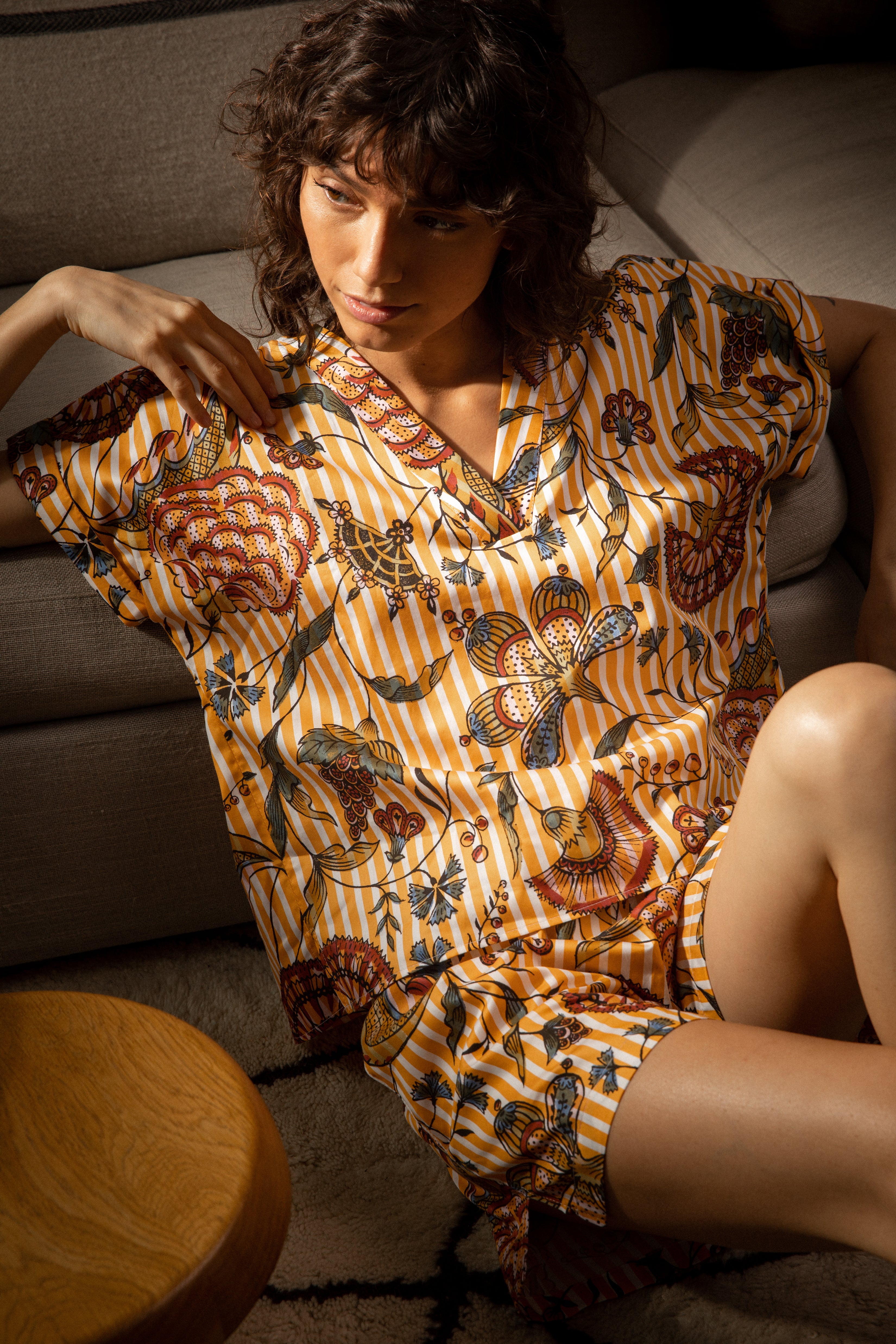 Haut Camille Antoinette Poisson rayé Ocre