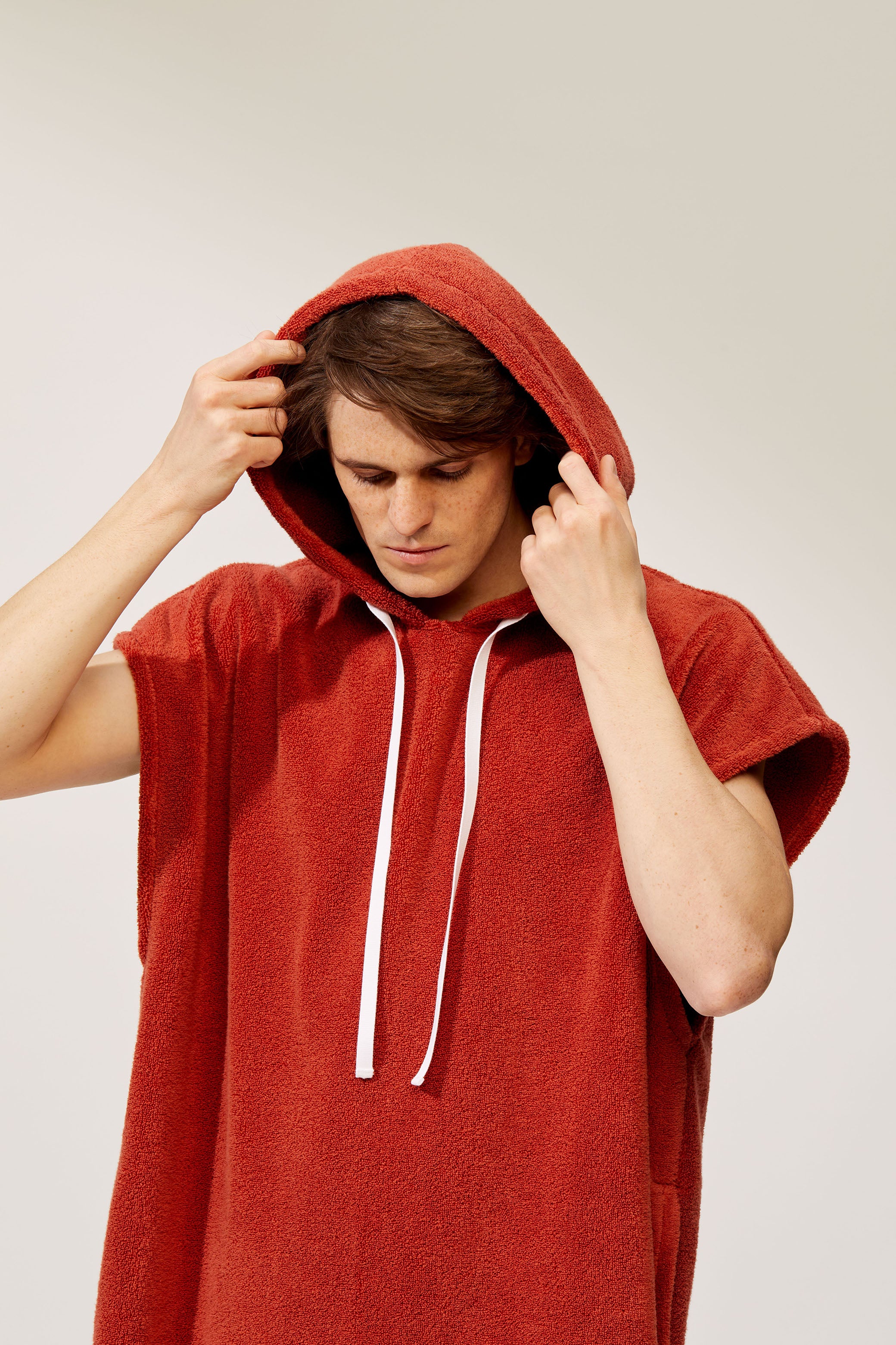 Poncho de bain en éponge terracotta cap d'arsène made in france