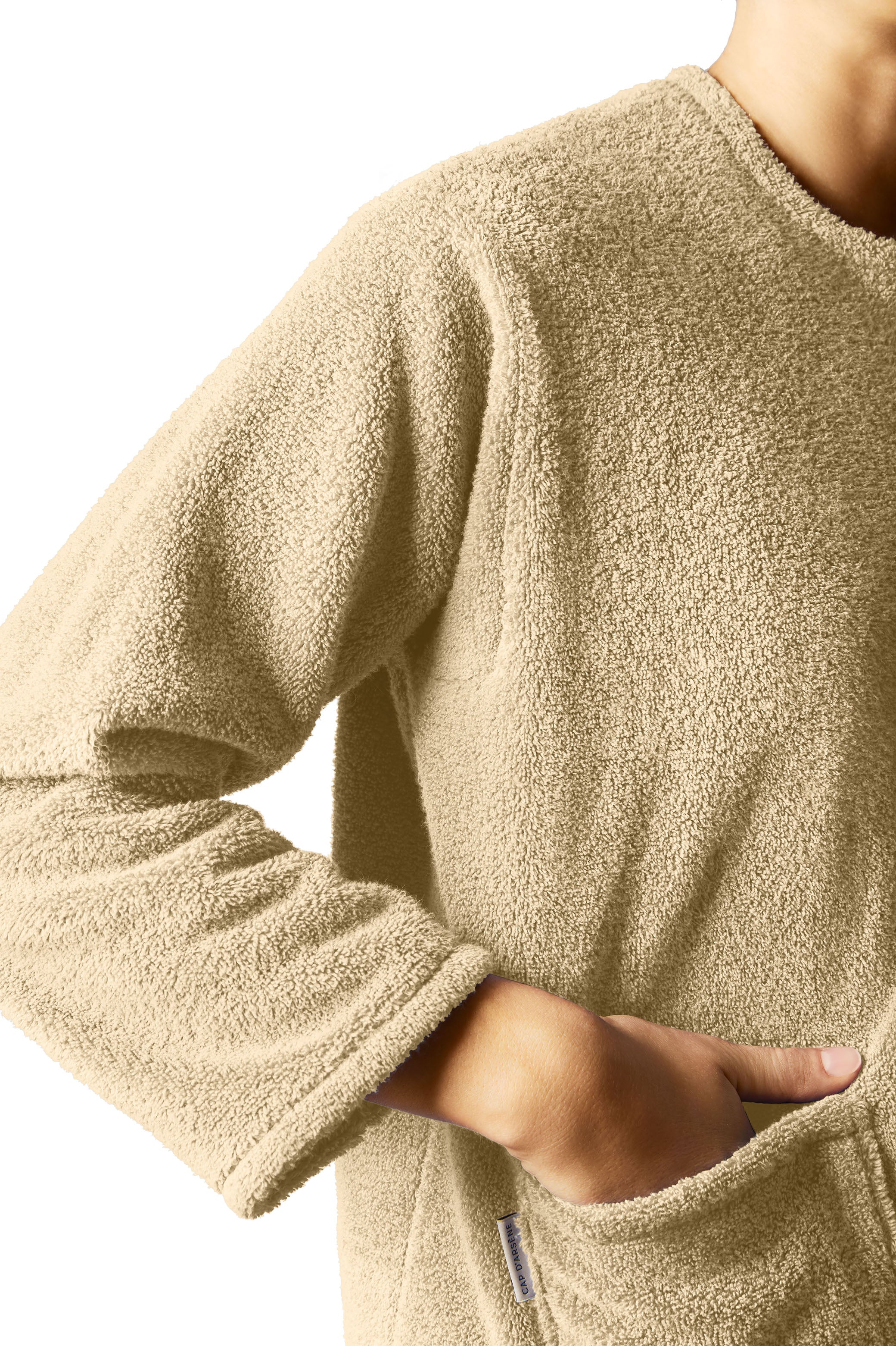 veste de plage en éponge beige sable cap d'arsène made in france