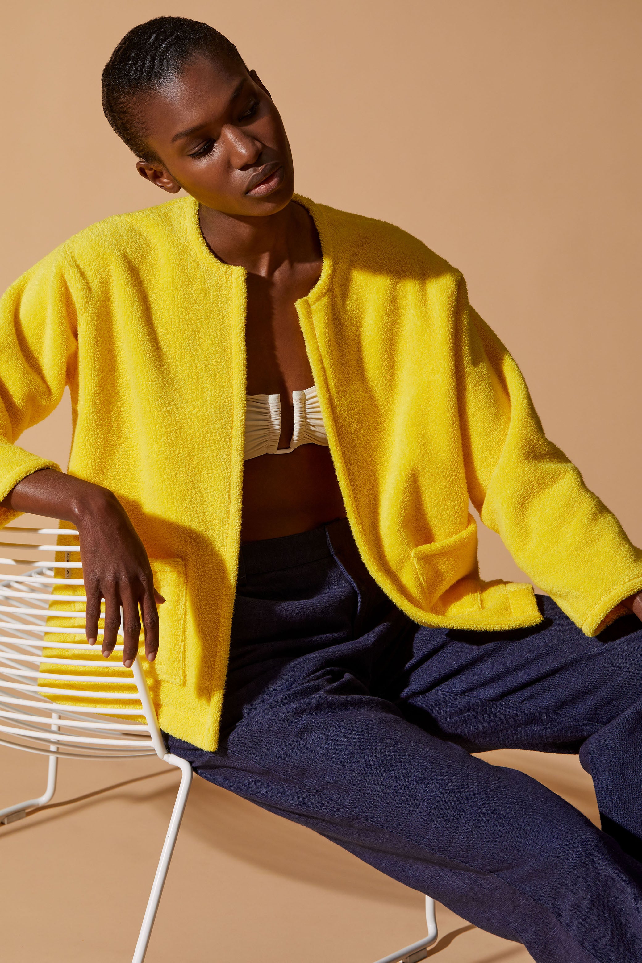 veste de plage en éponge jaune zenith cap d'arsène made in france