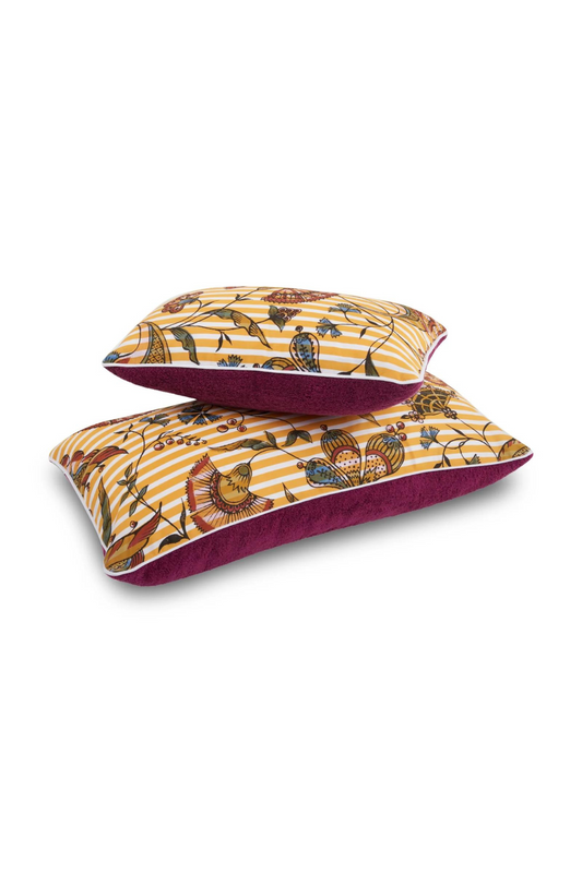 Coussin Antoinette Poisson Magenta rayé Ocre